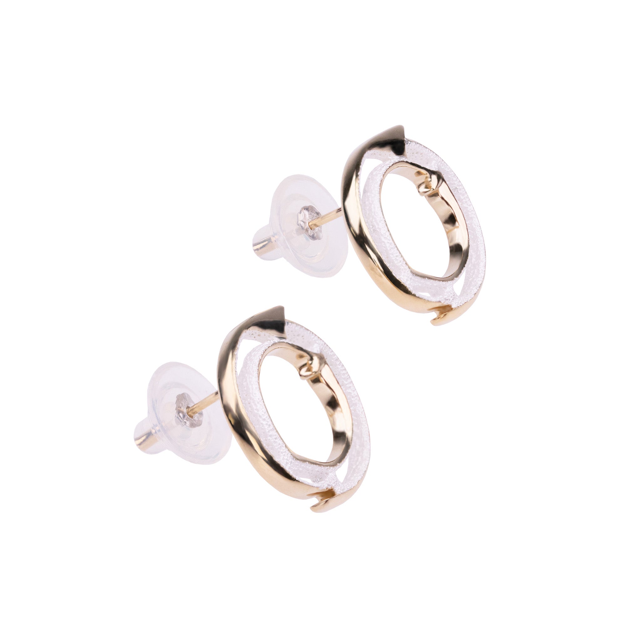 Halo Ear Studs in Recycled Silver with Gold Plate